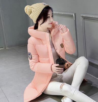 Women Coat Elegant Pure color Thick Warm Hooded Down Cotton Jacket High Large size Women Coat