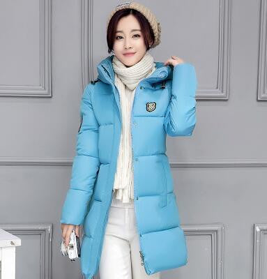 Women Coat Elegant Pure color Thick Warm Hooded Down Cotton Jacket High Large size Women Coat