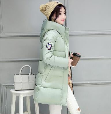 Women Coat Elegant Pure color Thick Warm Hooded Down Cotton Jacket High Large size Women Coat