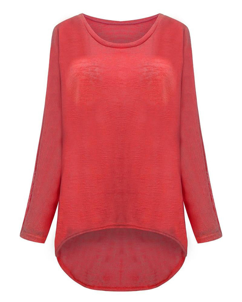 T-shirt Women O neck Long Batwing Sleeve Loose Tee Shirts Female Casual Solid Plus Size S-3XL Top