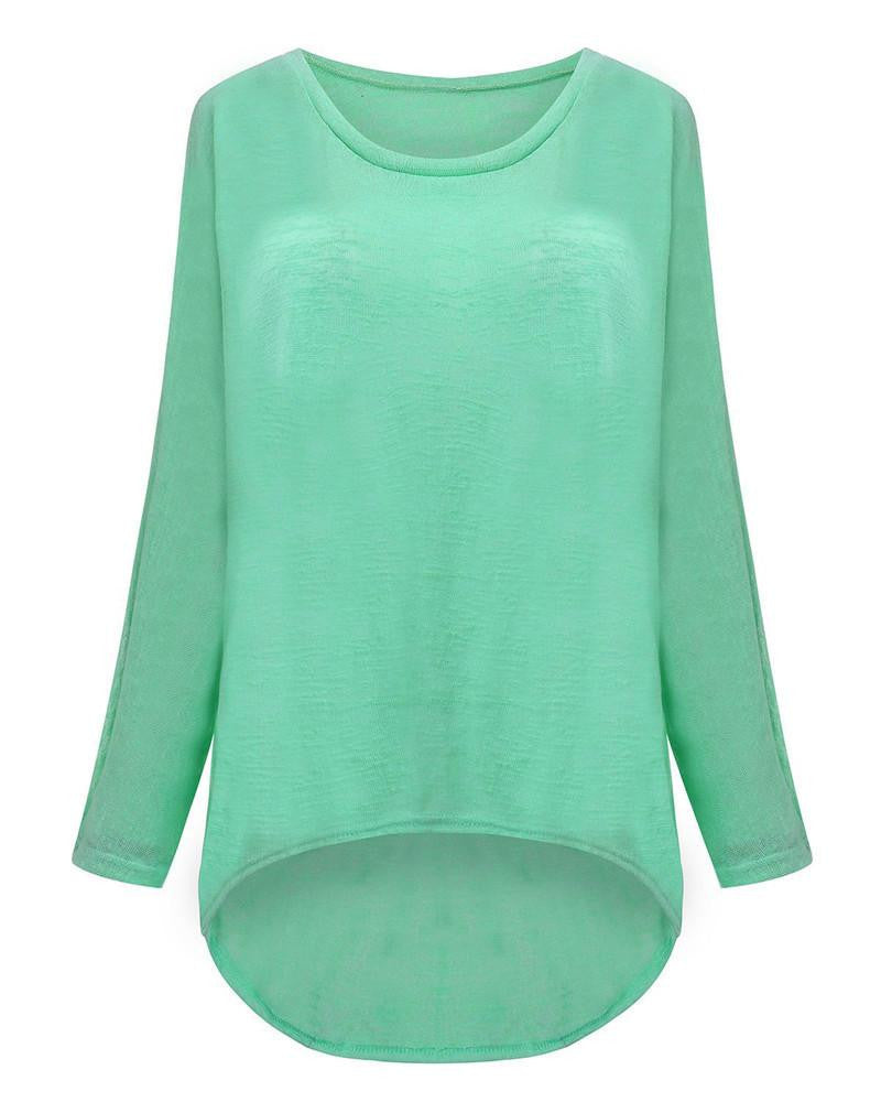 T-shirt Women O neck Long Batwing Sleeve Loose Tee Shirts Female Casual Solid Plus Size S-3XL Top