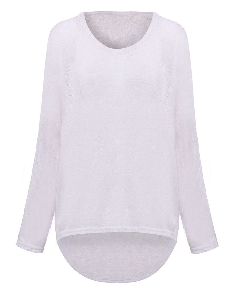 T-shirt Women O neck Long Batwing Sleeve Loose Tee Shirts Female Casual Solid Plus Size S-3XL Top