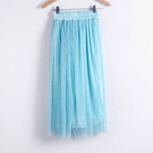 Online discount shop Australia - Ladies Women's Mid-calf Chic Pleated 3 Layers Gauze Tulle 70cm Long Maxi Skirts TOP QUALITY