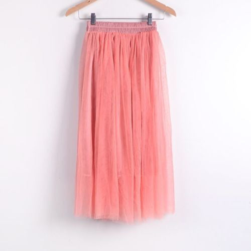 Online discount shop Australia - Ladies Women's Mid-calf Chic Pleated 3 Layers Gauze Tulle 70cm Long Maxi Skirts TOP QUALITY