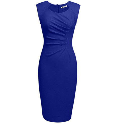 Women's Fashion Dress Red Blue Casual Sleeveless Bodycon Dress Female Pencil Sheath Club Bandage Party Dresses