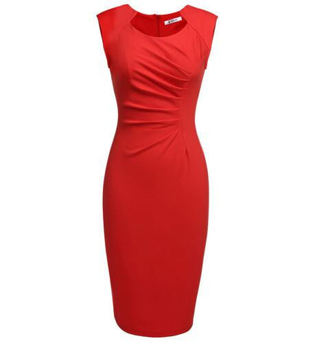 Women's Fashion Dress Red Blue Casual Sleeveless Bodycon Dress Female Pencil Sheath Club Bandage Party Dresses