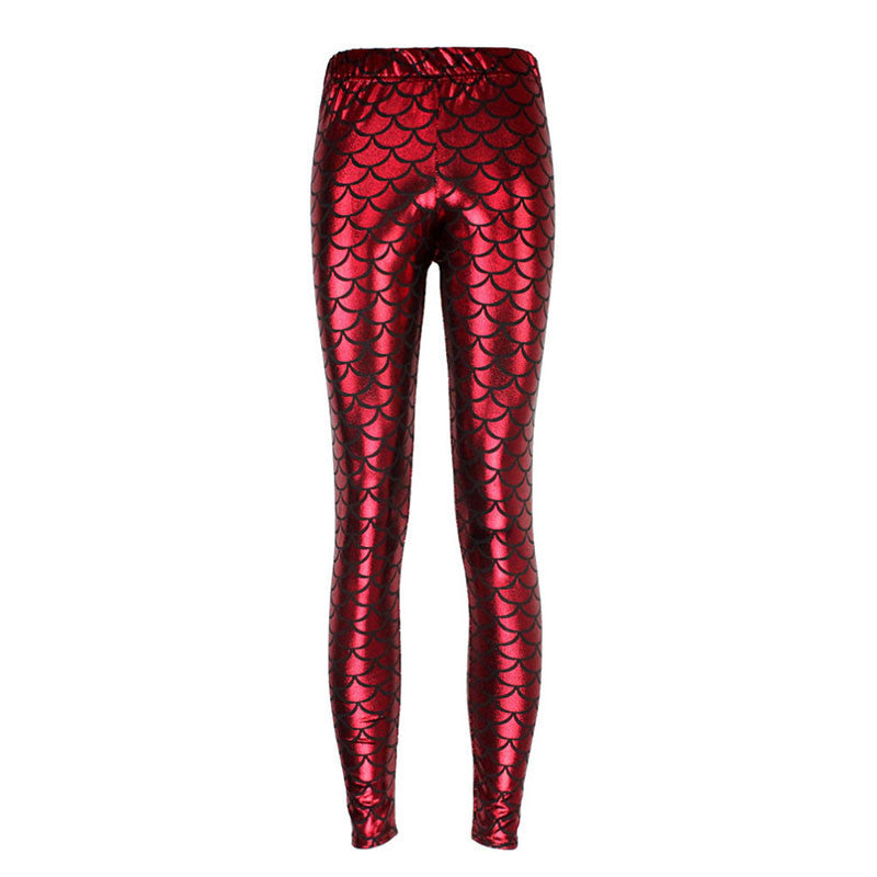 Fashion Trousers Digital Print Women Mermaid Fish Scale Leggings High