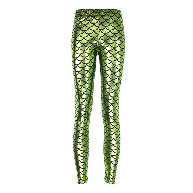 Fashion Trousers Digital Print Women Mermaid Fish Scale Leggings High