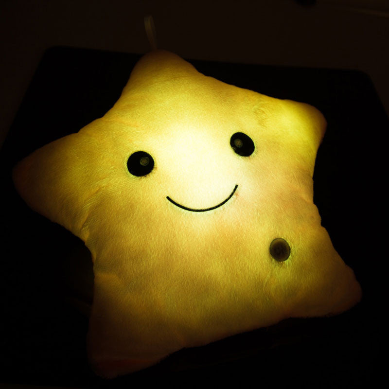 Online discount shop Australia - Colorful Star Glow LED Luminous Light Cushion Lovely Soft Relax Smile Stars Flashing Cushions
