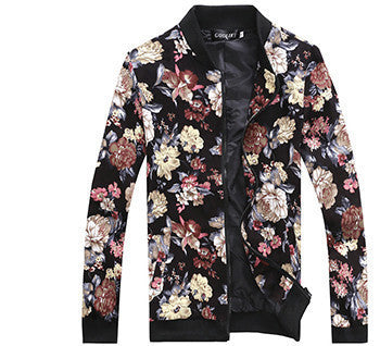 Online discount shop Australia - Men's Slim jacquard jacket coat fashion leisure wild cardigan stylish floral jacket men
