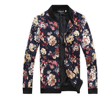 Online discount shop Australia - Men's Slim jacquard jacket coat fashion leisure wild cardigan stylish floral jacket men