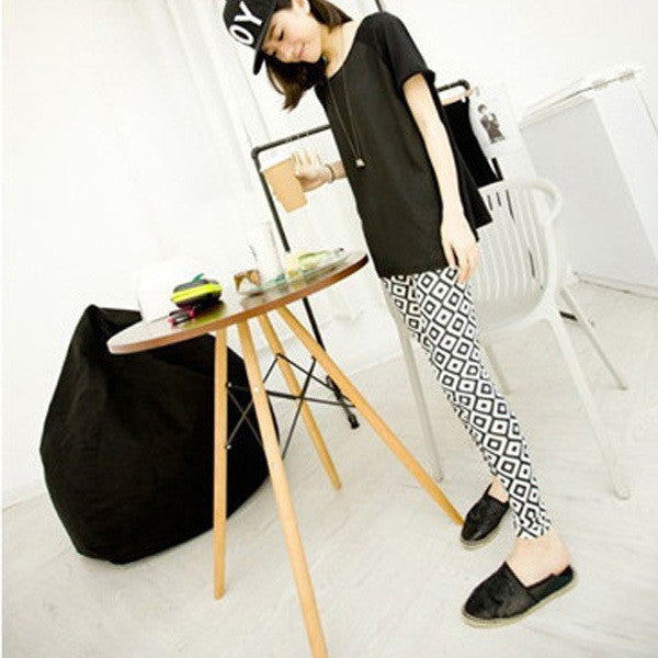 Online discount shop Australia - Multi Patterns Women Skinny Legging Pant Stripe Grid Porcelain Geometry Pencil Legwear