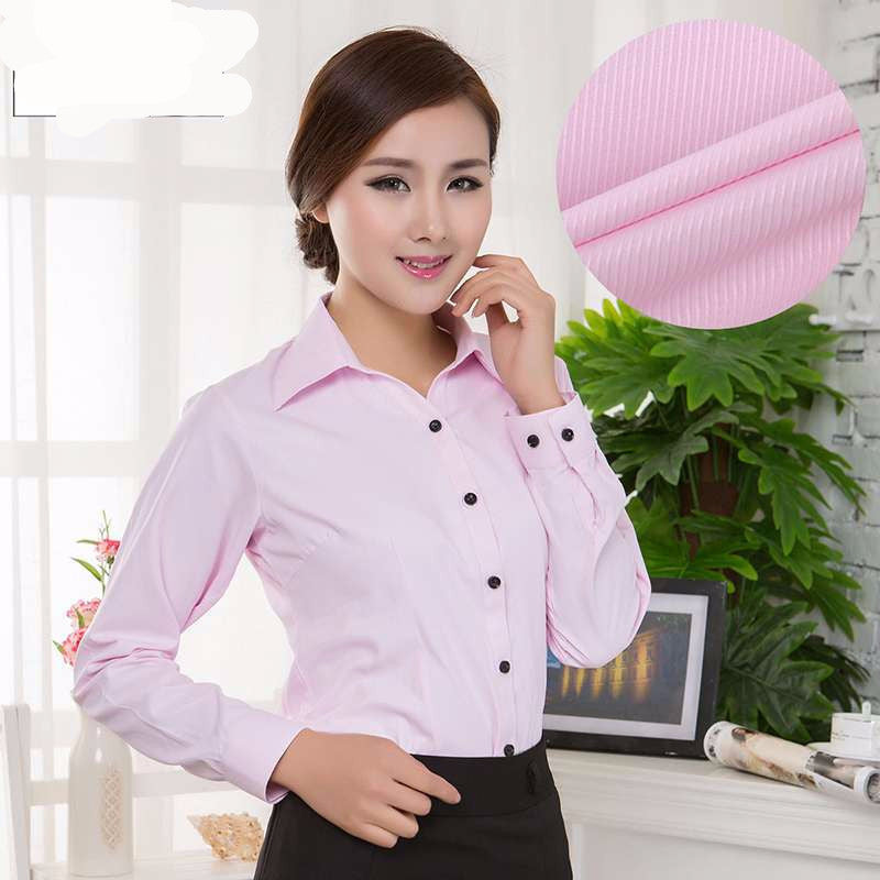 Online discount shop Australia - Blouses Shirts Office Lady Work Wear Plus Size Long Sleeve Cotton Basic Shirts Formal Women Blouses Tops