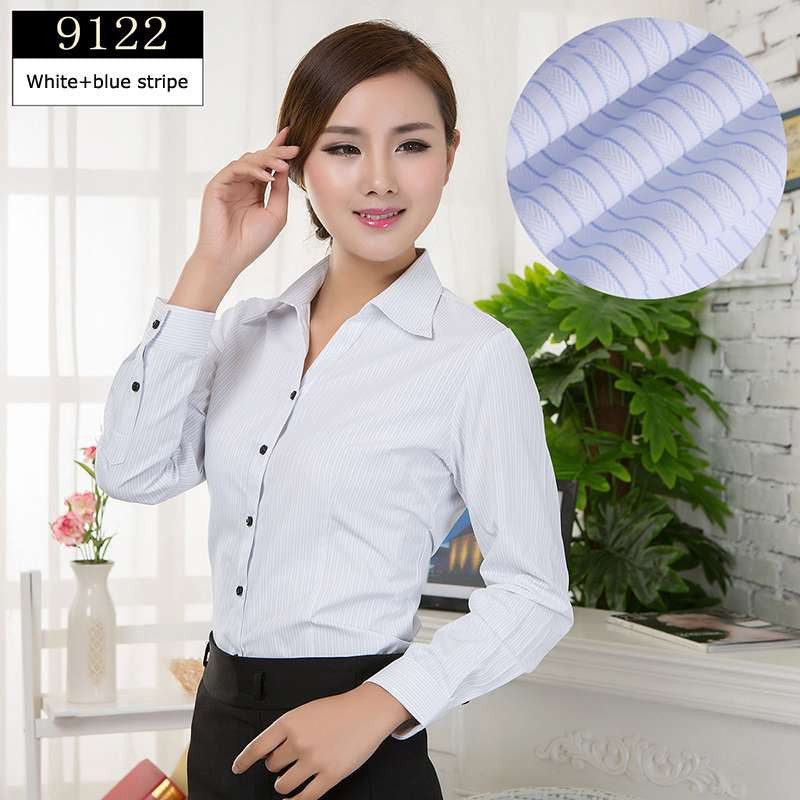 Online discount shop Australia - Blouses Shirts Office Lady Work Wear Plus Size Long Sleeve Cotton Basic Shirts Formal Women Blouses Tops