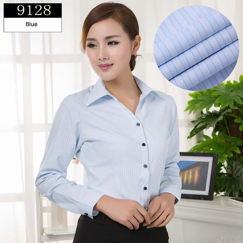Online discount shop Australia - Blouses Shirts Office Lady Work Wear Plus Size Long Sleeve Cotton Basic Shirts Formal Women Blouses Tops