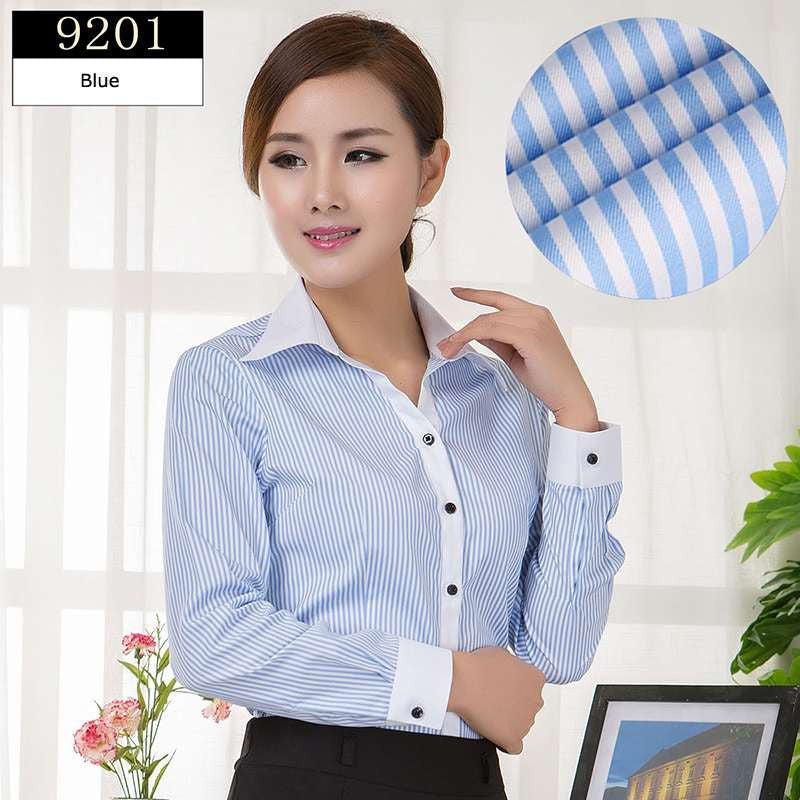 Online discount shop Australia - Blouses Shirts Office Lady Work Wear Plus Size Long Sleeve Cotton Basic Shirts Formal Women Blouses Tops
