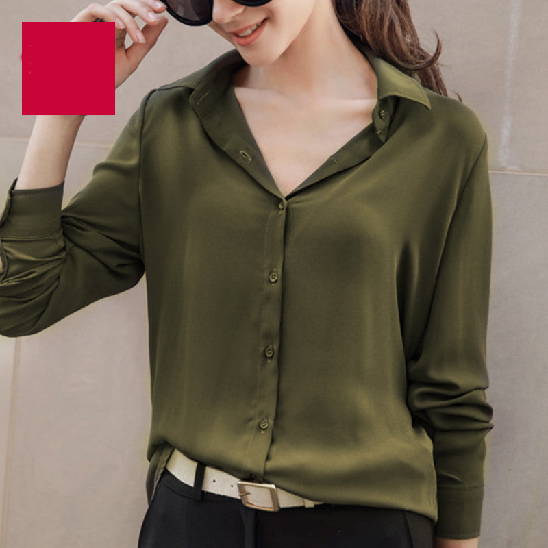 Online discount shop Australia - Fashion Women casual tops Long Sleeve Chiffon Shirt Blouse Simple women's plus size