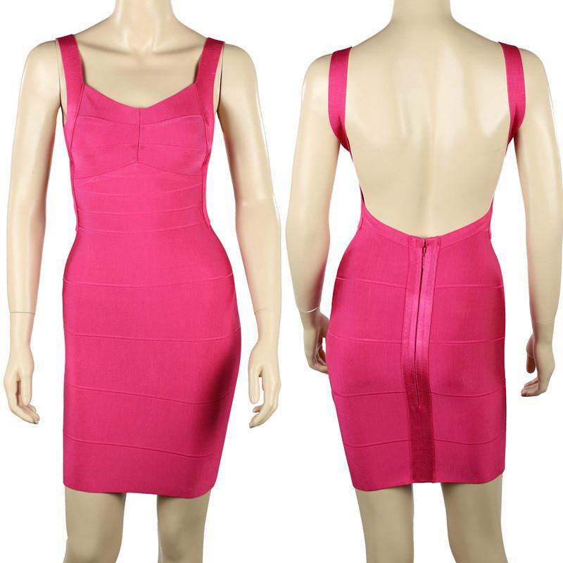 Spaghetti strap celebrity HL bandage dress open back sexy night club party yellow short mini backless dress vestido HL1113