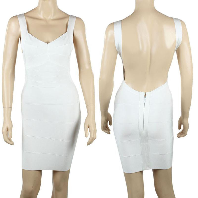 Spaghetti strap celebrity HL bandage dress open back sexy night club party yellow short mini backless dress vestido HL1113