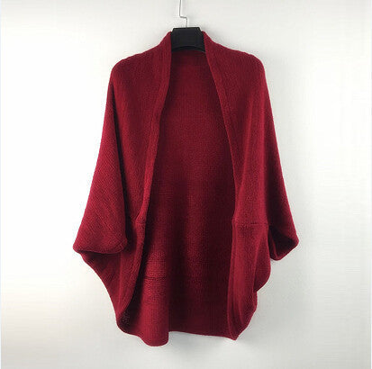 Fashion Women Casual Korea Loose Shawl Batwing Sleeves Lady Knit Sweater Coat Woolen Women Cardigans Jacket