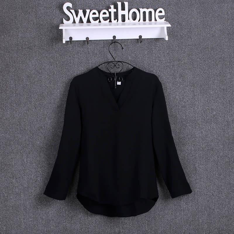 Women Blouses 4XL 5XL Plus Size Fashion Chiffon Blouse Shirts Women's tops Soild Long Sleeve Casual V-Neck