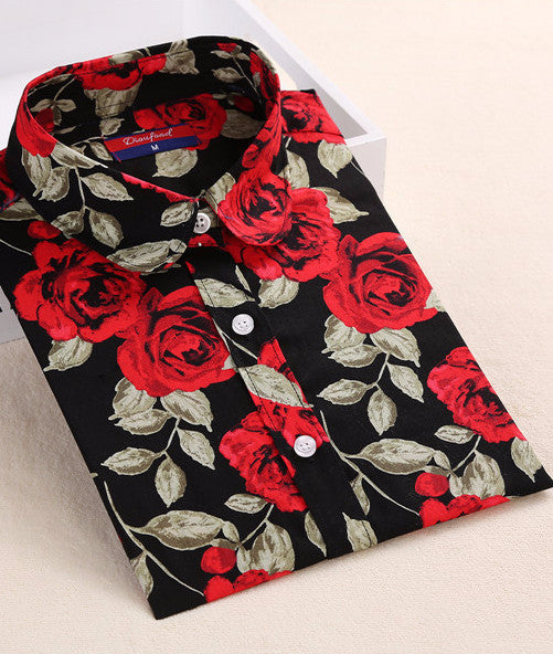 Online discount shop Australia - Floral Women Blouses Polka Dot Blouse Long Sleeve Shirt Women Cotton Ladies Tops