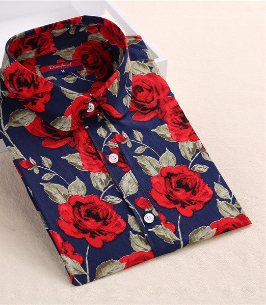 Online discount shop Australia - Floral Women Blouses Polka Dot Blouse Long Sleeve Shirt Women Cotton Ladies Tops