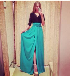 Summer Dress Plus Size Clothing Maxi Dress Long Summer Style Side Split Dresses Spliced Bandage Vestidos Dresses C170