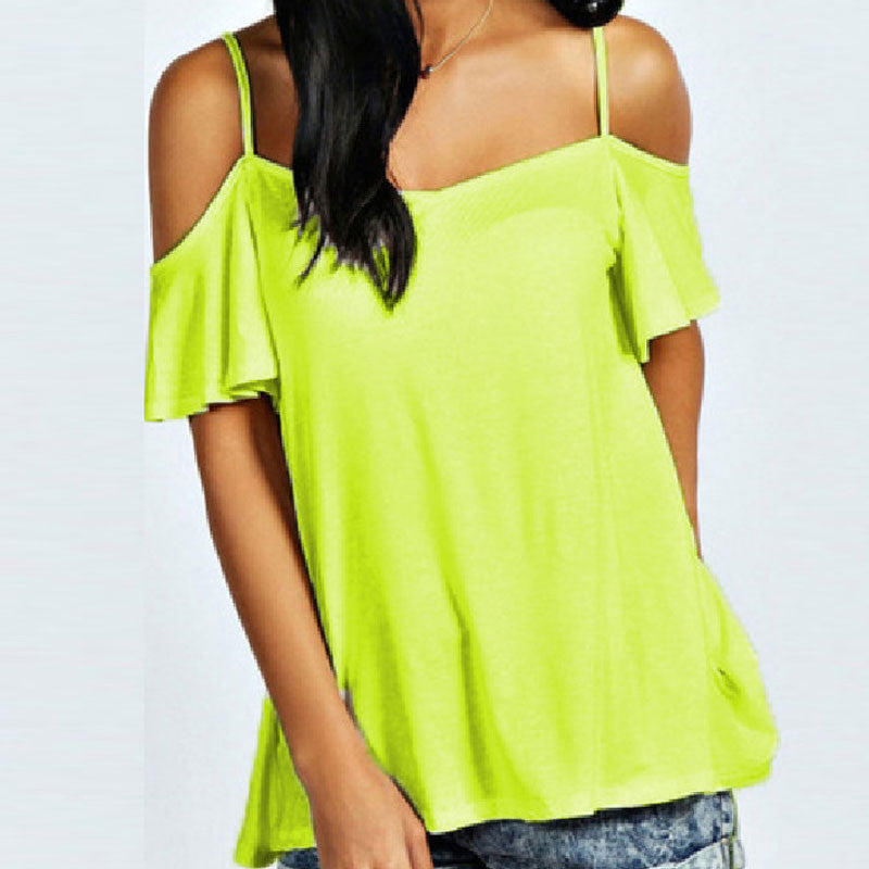 Online discount shop Australia - Fashion T Shirt  Sexy Women Slash Neck Short Sleeve Off Shoulder Casual Solid Stretch Top Tees Plus Size Tops