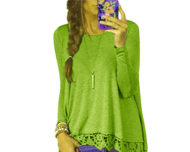 Plus Size Clothing Women Blouses Long Sleeve Floral Crochet Casual Loose Blouse Ladies Shirt Tops