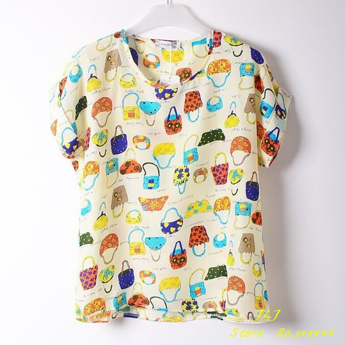 chiffion Batwing Short Sleeve T-Shirts women Loose Shirt Tees tops casual Tees clothes