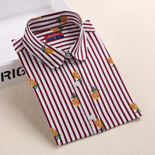 Online discount shop Australia - Brand New Flower Blouse Shirt Women Long Sleeve Fruit Shirt Lemon Printed Ladies Blouses Casual  Plus Size Tops