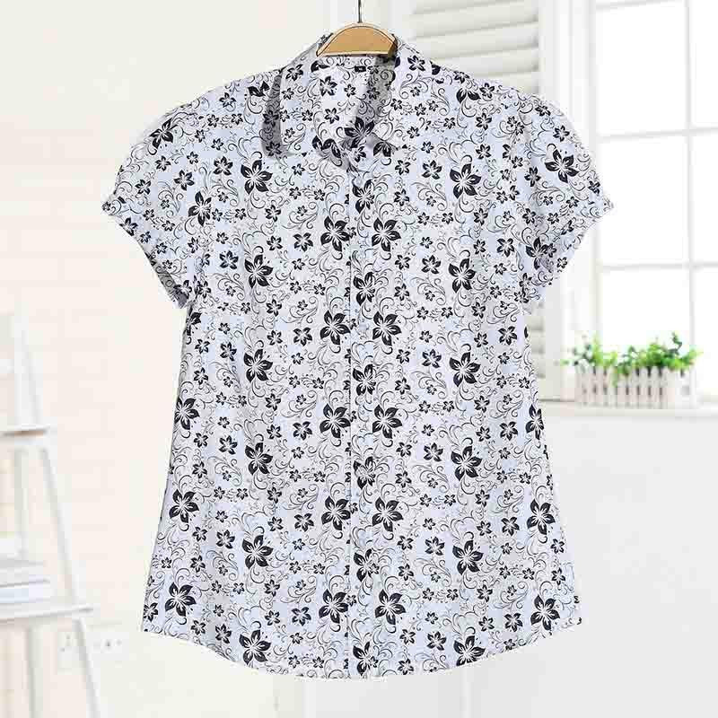 Short Sleeve Women Shirts Floral Women Blouses Fruit Blusa Ladies Tops Cotton Tops For Girls Vintage