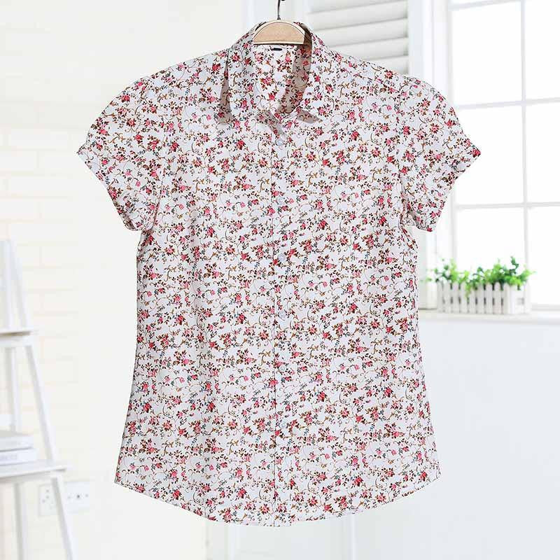 Short Sleeve Women Shirts Floral Women Blouses Fruit Blusa Ladies Tops Cotton Tops For Girls Vintage