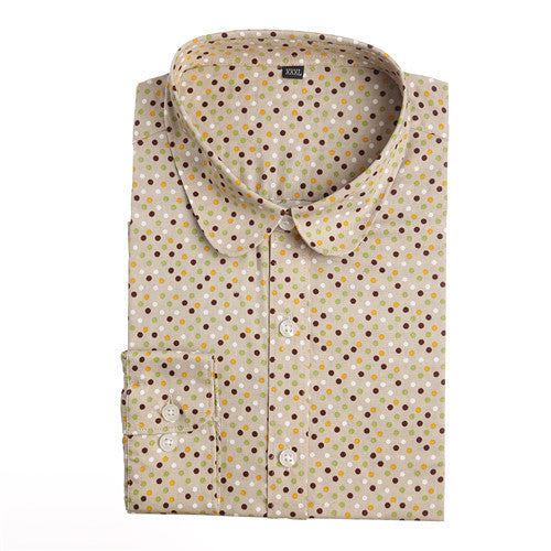 Polka Dot Blouse Long Sleeve Shirt Women Blouses Cotton Women Shirts Red Blue Dot Top Women Tops