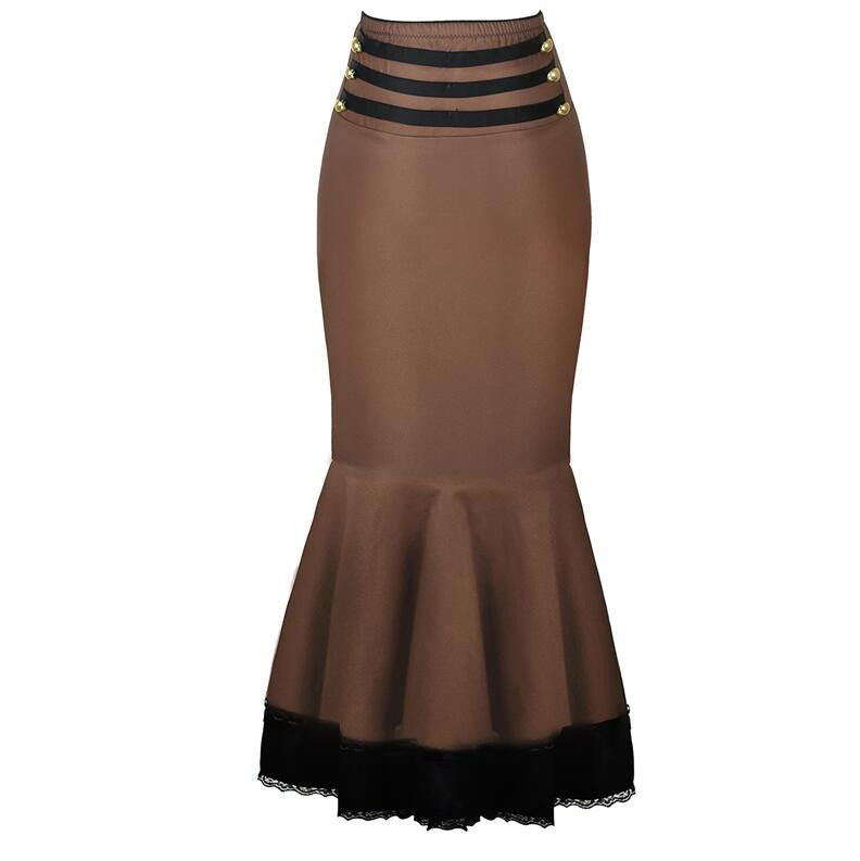 Online discount shop Australia - High Waist Bodycon Long Skirts Long Mermaid Skirt Stylish Steampunk Fishtail Zip Up Slim Vintage trumpet Skirts