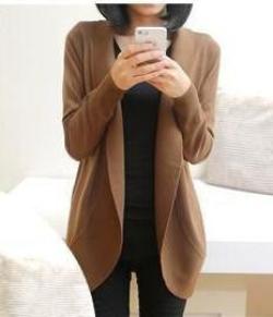 Women Cardigan Fashion Women Sleeve Knitted Sweater Cardigans Outerwear Shawl Knitwear