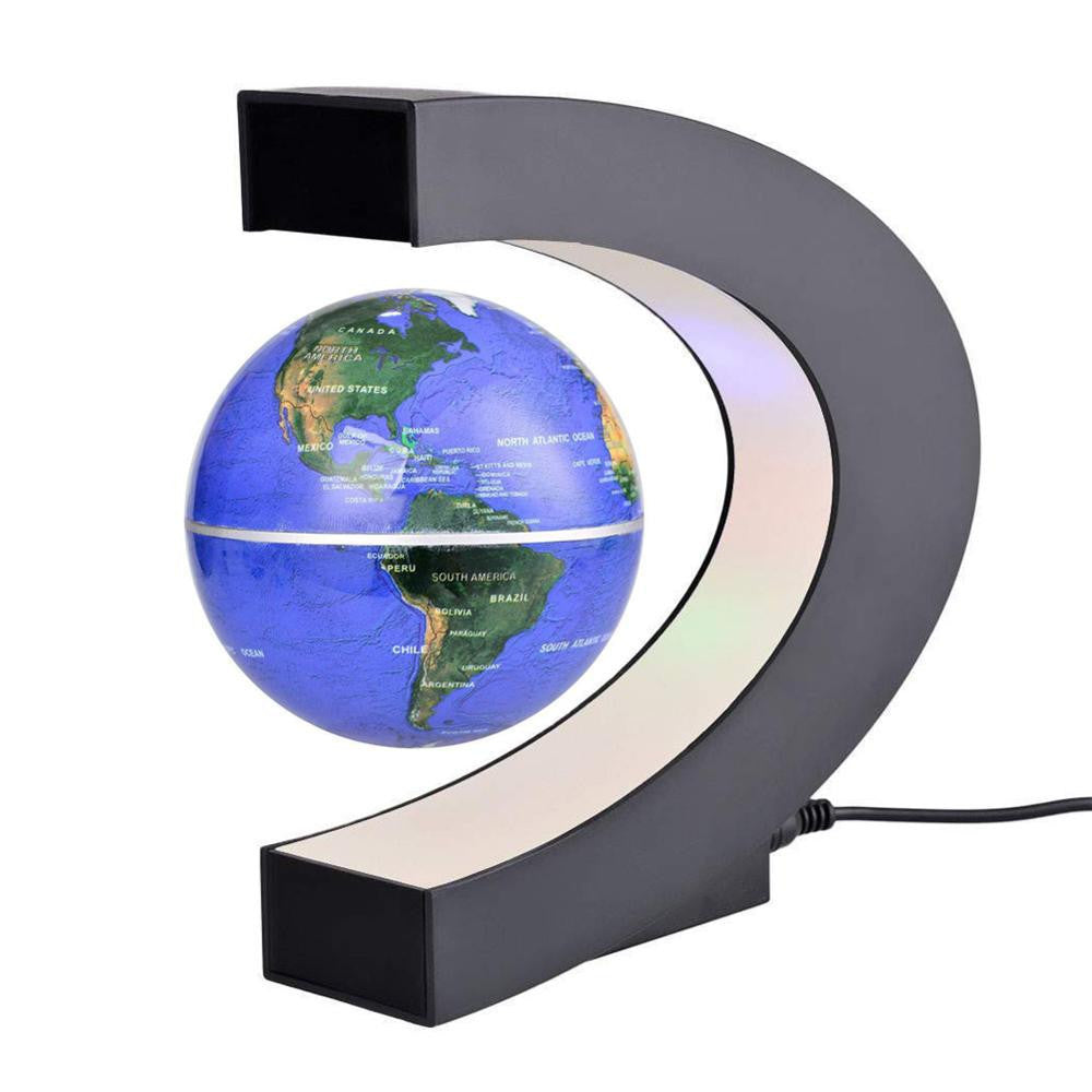 Online discount shop Australia - Fashion Home Decoration LED Floating Tellurion Globe Shape Magnetic Levitation Light World Map Tellurion Black/Blue UA FULI