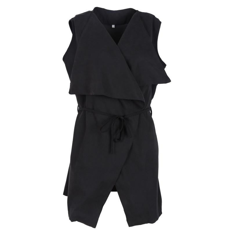 Women's Lapel Sleeveless Long Waistcoat Cardigan Coat Blazer Jackets