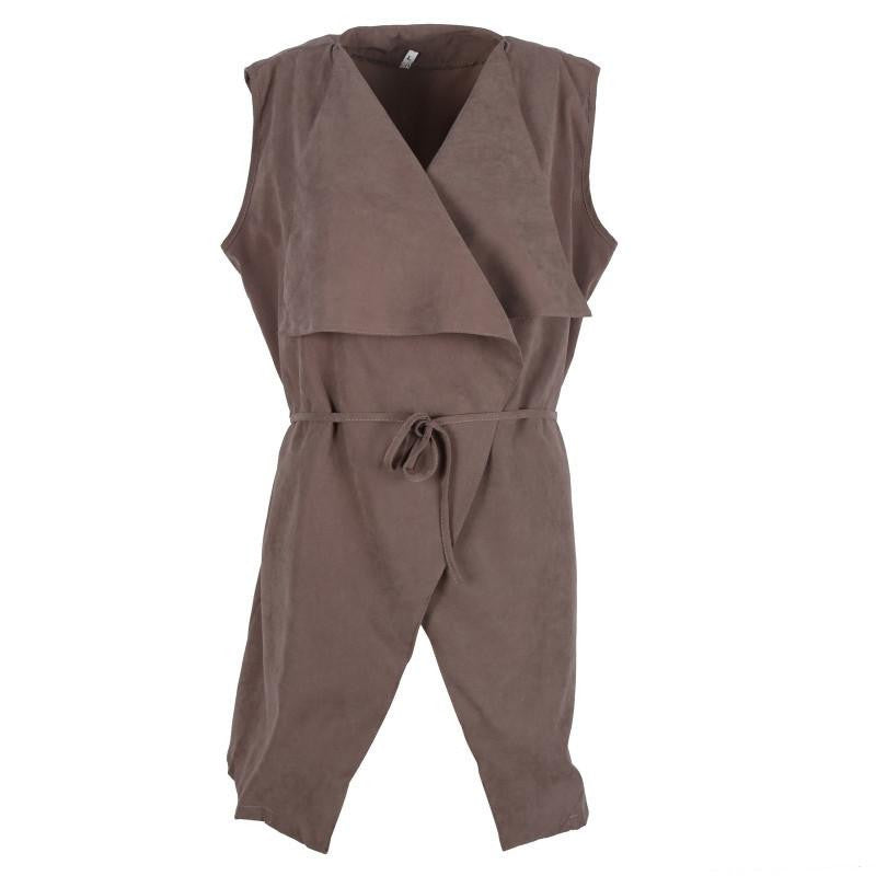Women's Lapel Sleeveless Long Waistcoat Cardigan Coat Blazer Jackets