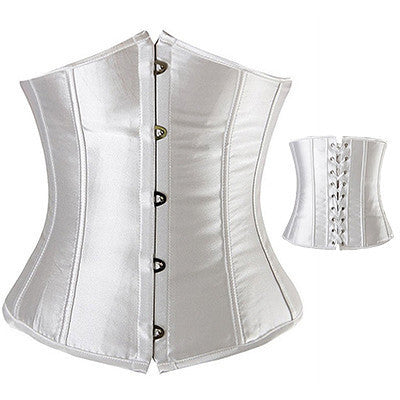 Lovely Pure Women Satin Bustier Lace up Boned Top Corset Overbust