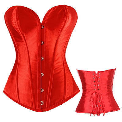 Lovely Pure Women Satin Bustier Lace up Boned Top Corset Overbust