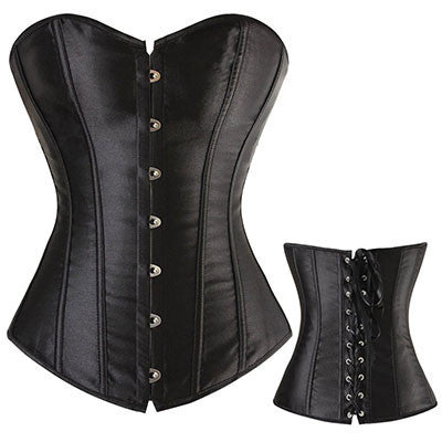 Lovely Pure Women Satin Bustier Lace up Boned Top Corset Overbust