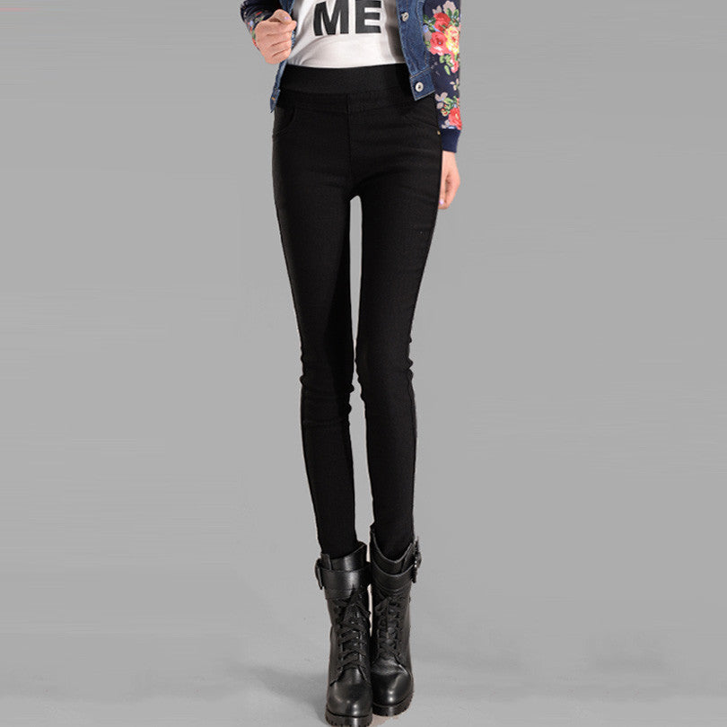 Online discount shop Australia - Candy Colors Plus Thick Velvet Pants Pocket Pencil Pants For Women Warm Trousers Woman