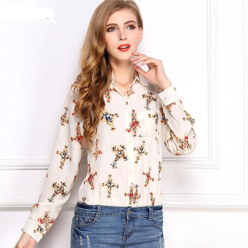 White Black Long Sleeve Women's Blouses Shirts Kiss Red Lip Print Casual Tops Loose Plus Size Lady Button Leopard