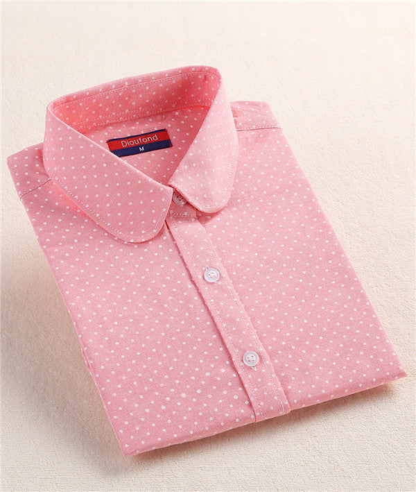 Red Polka Dot Shirt Dots Women Shirts Bohemia Long Sleeve Blouses Polka Dot White Women Shirts Blouses