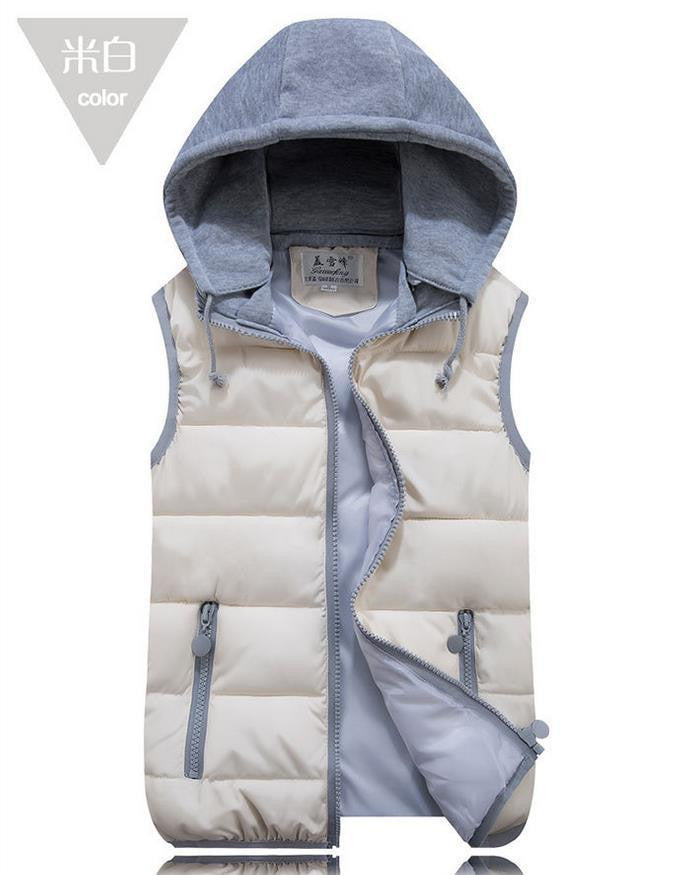 Women's detachable hood vest Slim hooded cotton vest fashion glossy female models down vest waistcoat vest