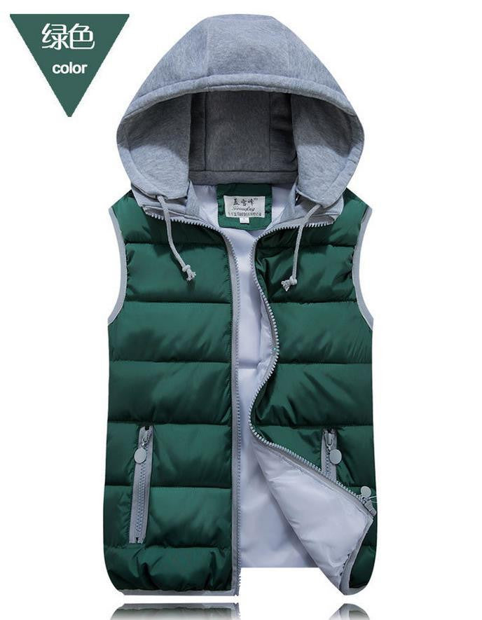 Women's detachable hood vest Slim hooded cotton vest fashion glossy female models down vest waistcoat vest