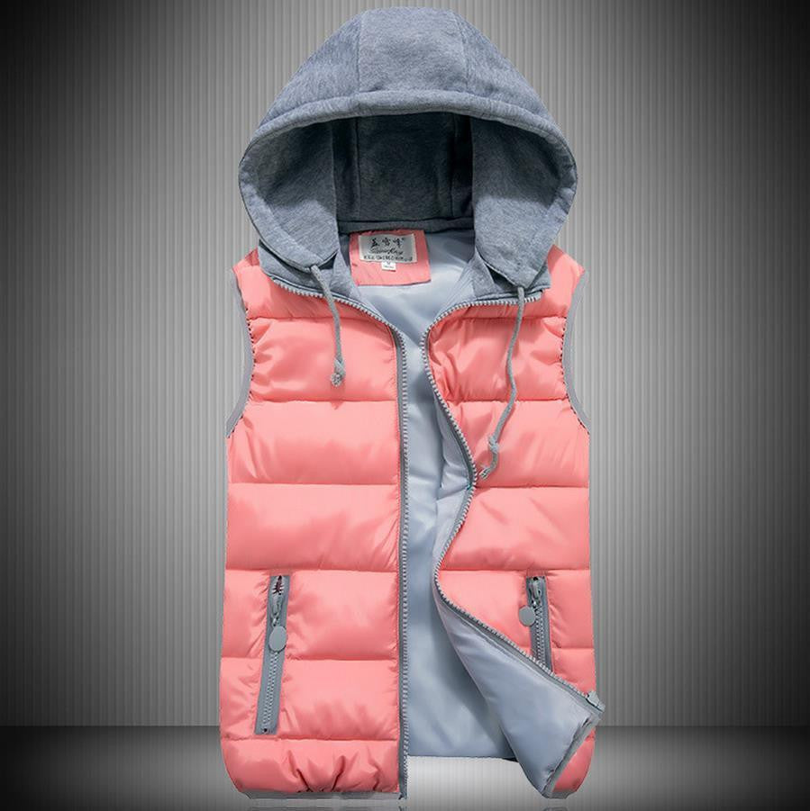 Women's detachable hood vest Slim hooded cotton vest fashion glossy female models down vest waistcoat vest