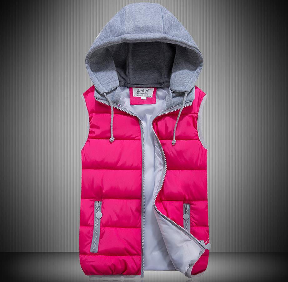 Women's detachable hood vest Slim hooded cotton vest fashion glossy female models down vest waistcoat vest